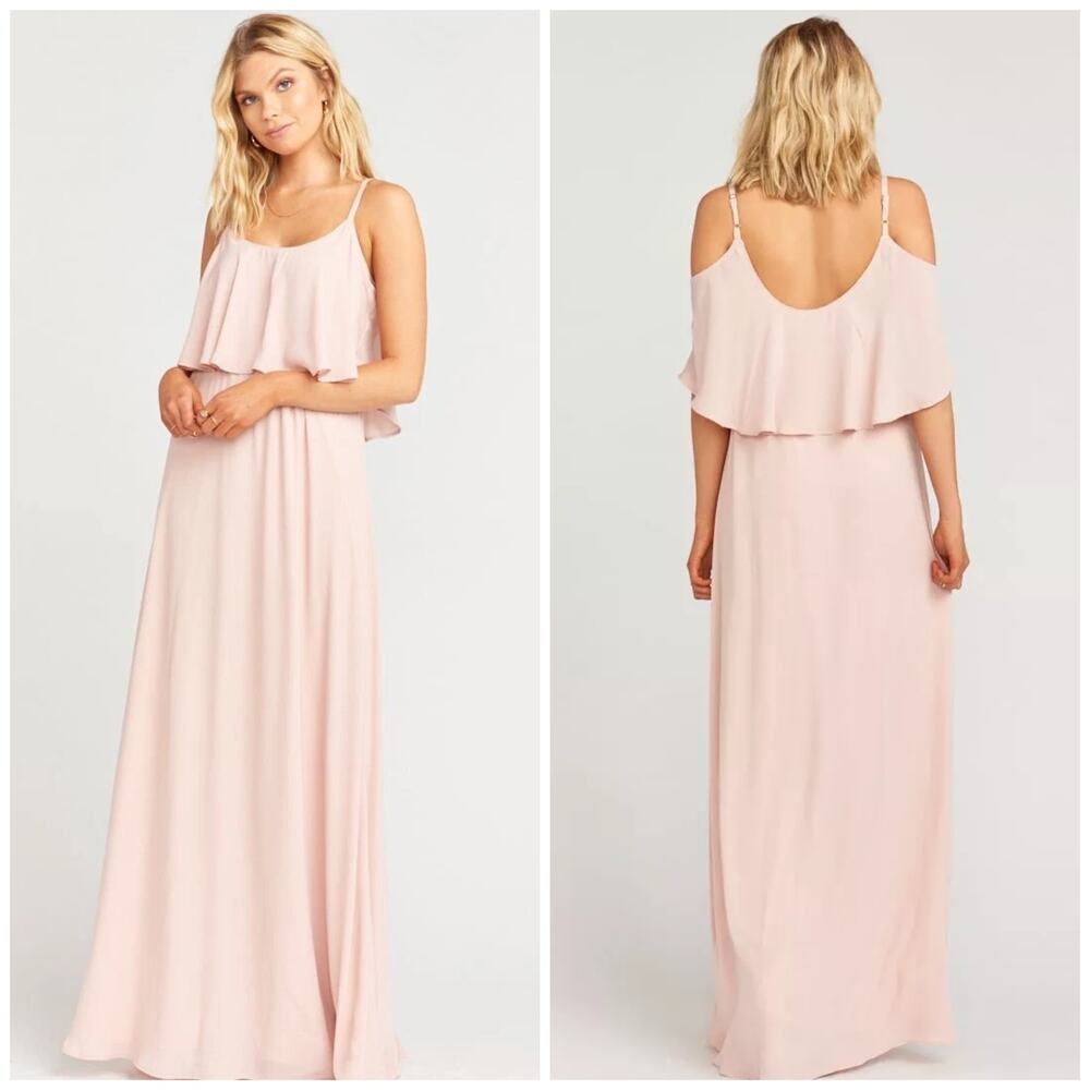 Show Me Your Mumu Womens Caitlin Ruffle Maxi Dress Size XS‎ Dusty Blush Wedding
